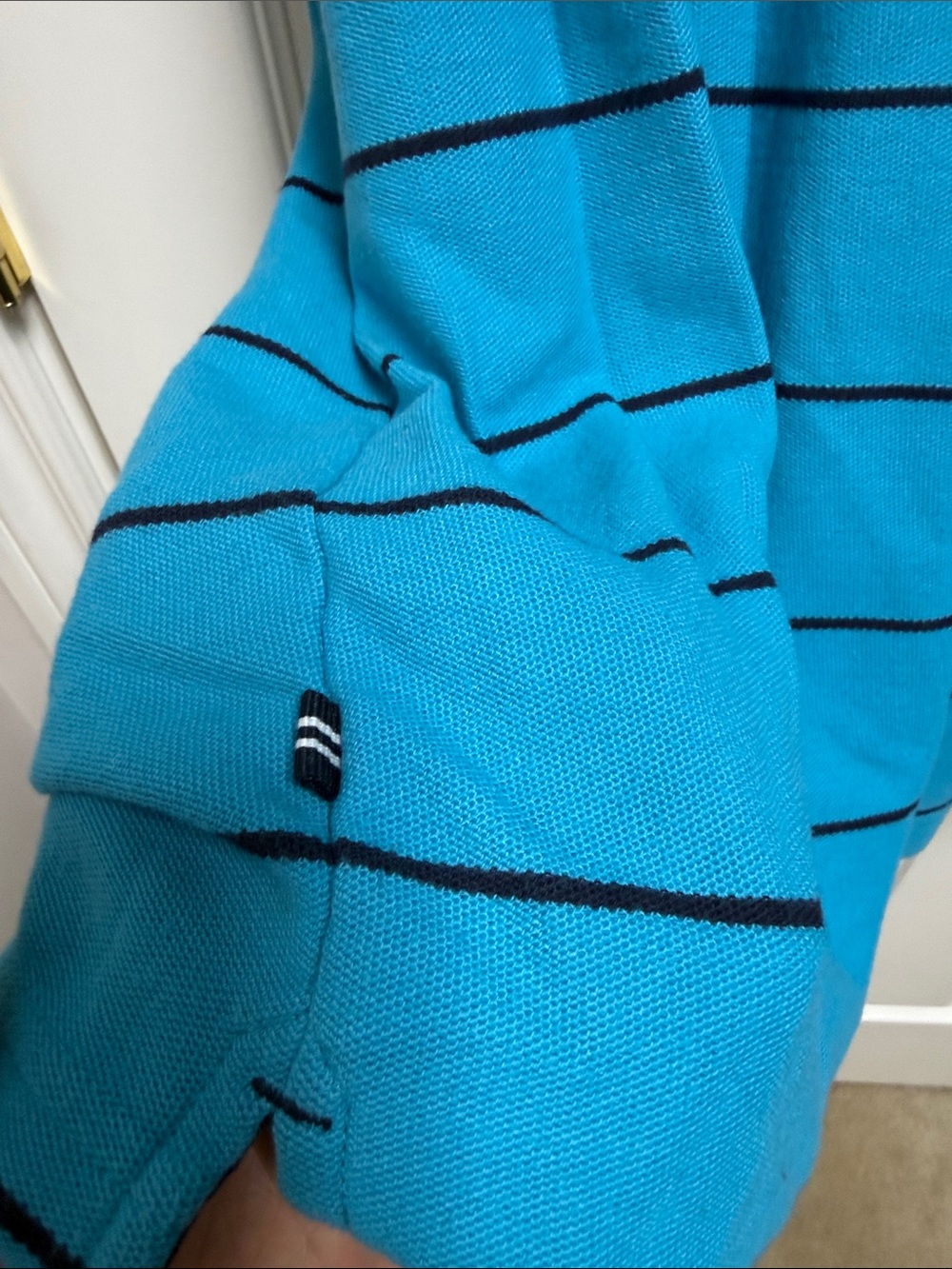 Nautica Men’s Teal Blue Striped Polo Shirt - Picture 5 of 6